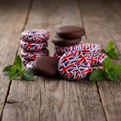 Dark Chocolate Union Jack Foiled Mint Fondant Creams (1kg)