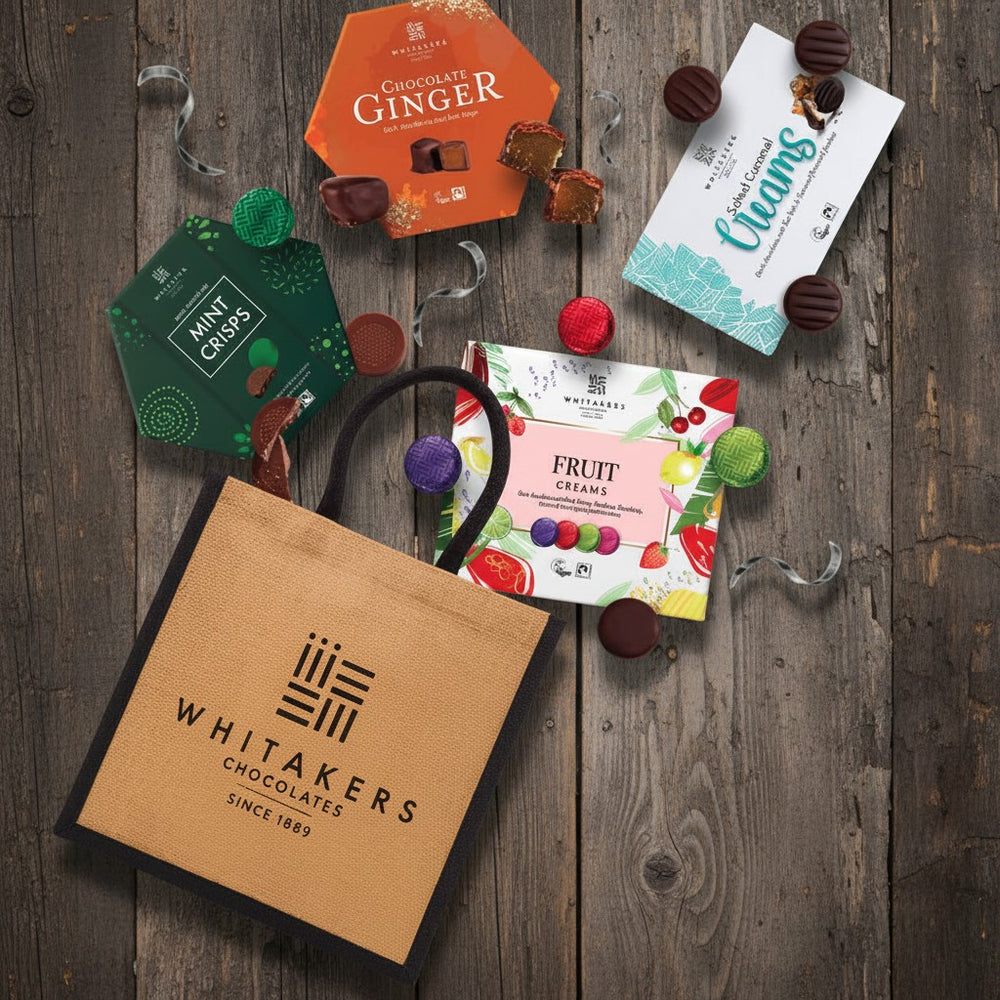 Whitaker's chocolate packaging on a wooden surface