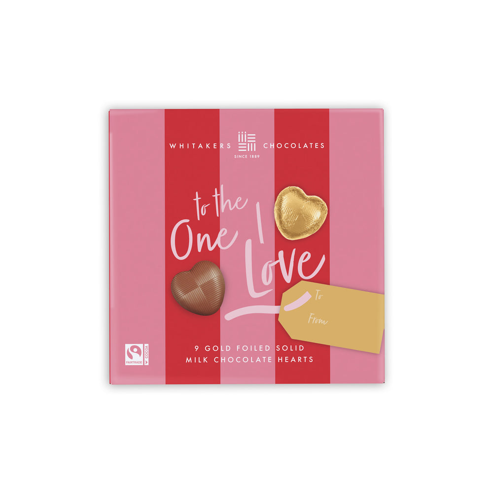 Milk chocolate 'To The One I Love' Gold Hearts Gift Box (55g)