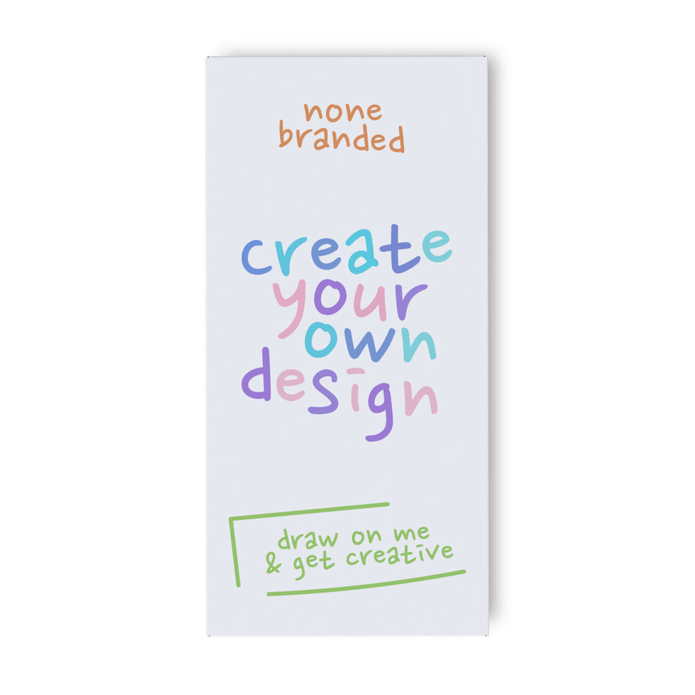 Unleash your creativity with our Blank White Wrapper Milk Chocolate Bar.  This 90g treat is encased in a pristine white wrapper, serving as the perfect blank canvas for your artistic flair