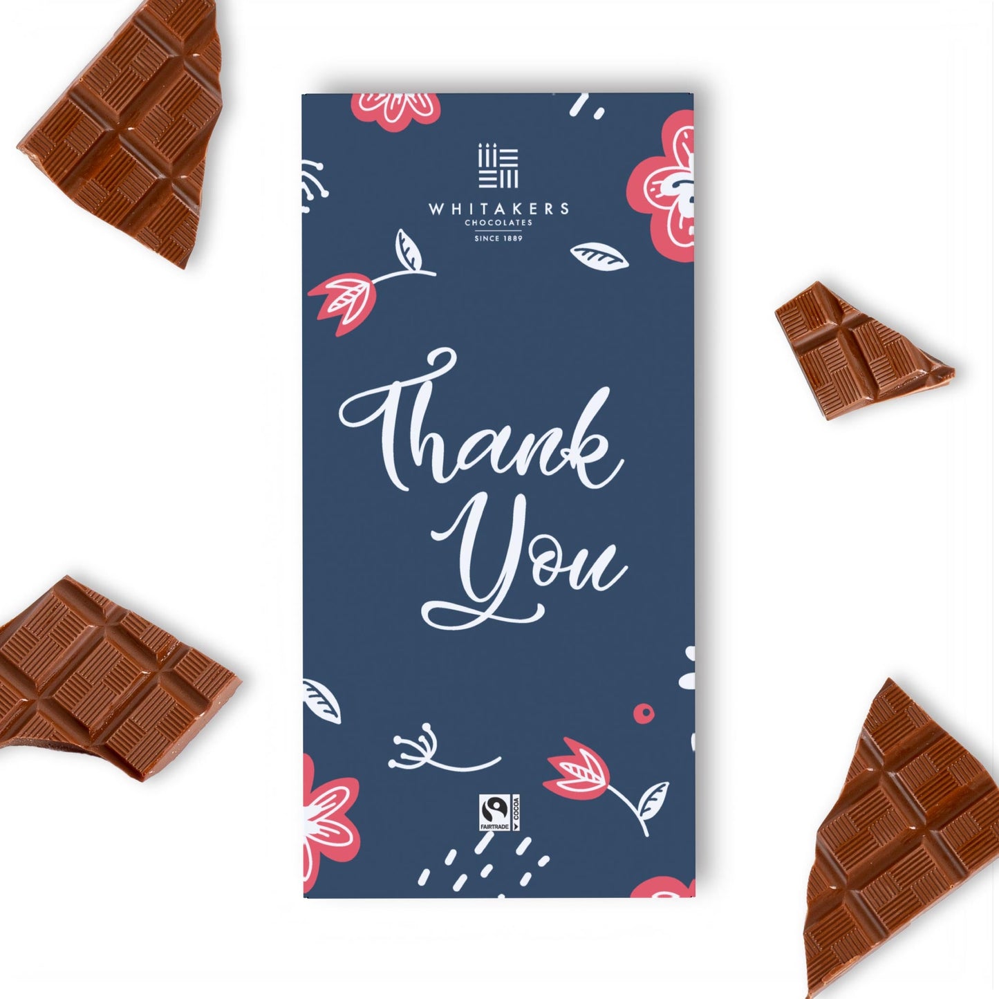 90g milk chocolate thank you bar (flower design)
