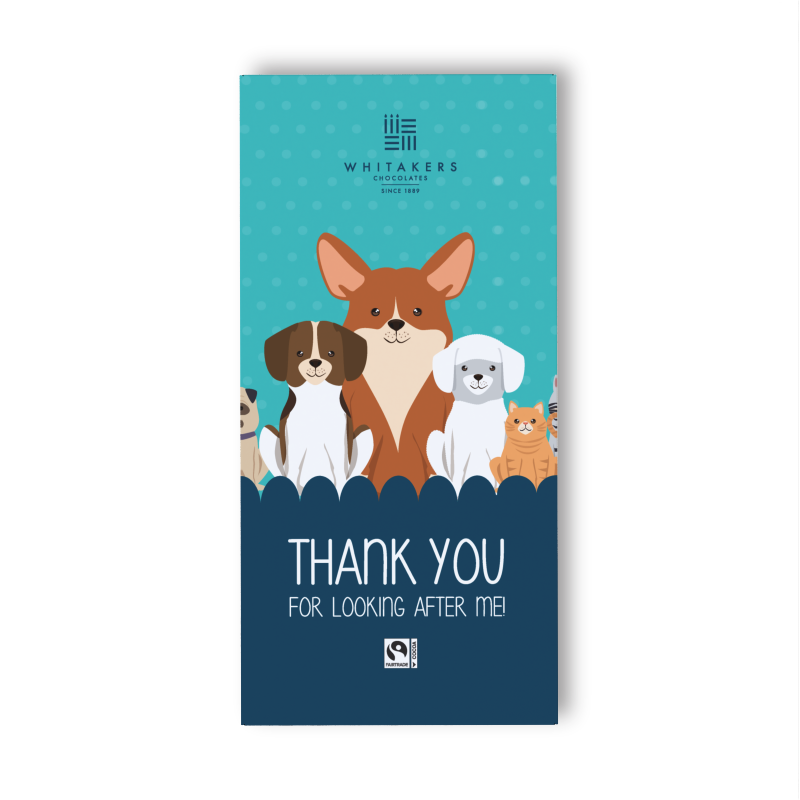 Thank You for Looking After Us' Milk Chocolate Bar, the perfect way to express your heartfelt gratitude. This charming 90g bar is wrapped in a delightful packaging, adorned with cute animal designs, making it a joy to both give and receive