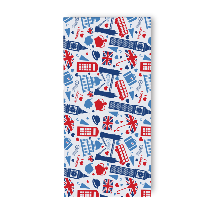 Celebrate the charm of the capital with our London Themed Milk Chocolate Bar.  This delightful 90g treat is wrapped in a vibrant design featuring Union Jack colours and iconic London graphics, including Big Ben, the Tower of London, crowns, bowler hats, and more