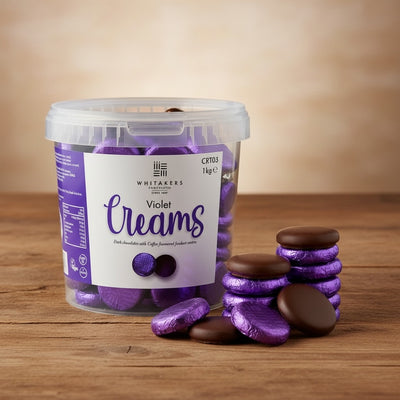 Dark Chocolate Foiled Violet Fondant Creams Tub (1kg)