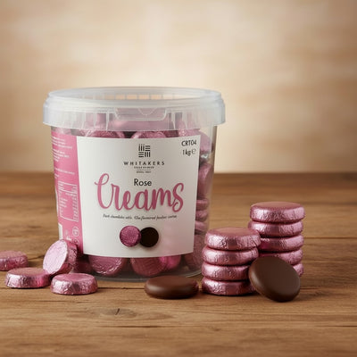 Dark Chocolate Foiled Rose Fondant Creams Tub (1kg)