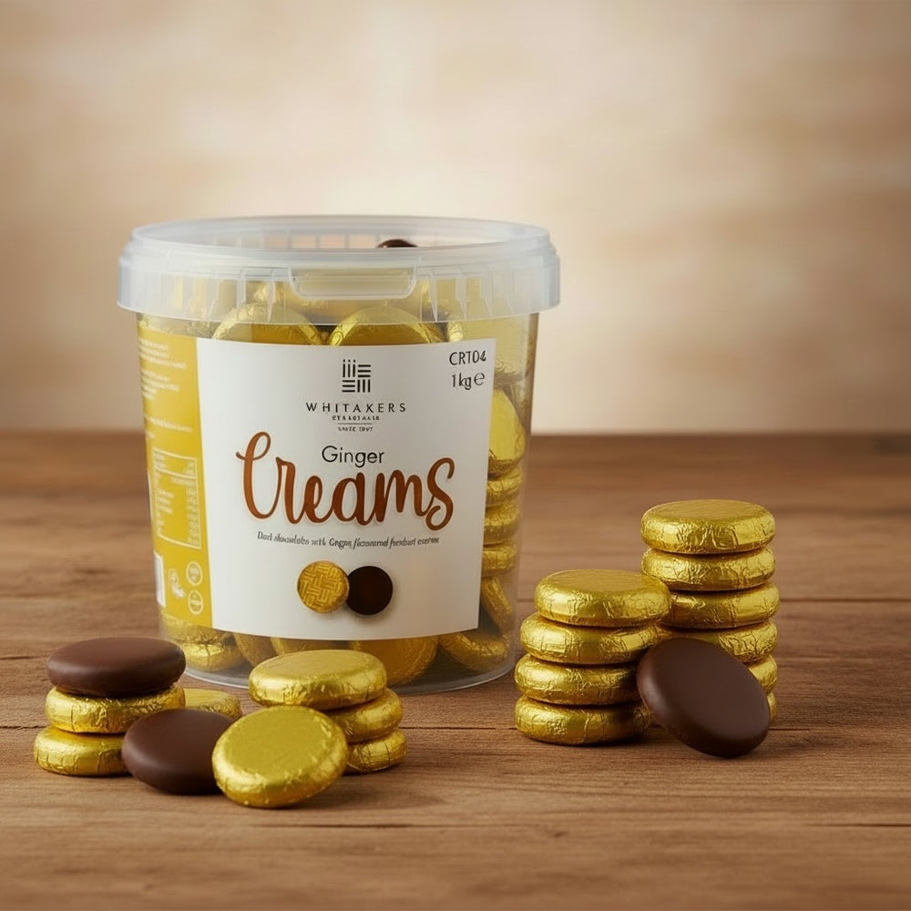 Dark Chocolate Foiled Ginger Fondant Creams Tub (1kg)