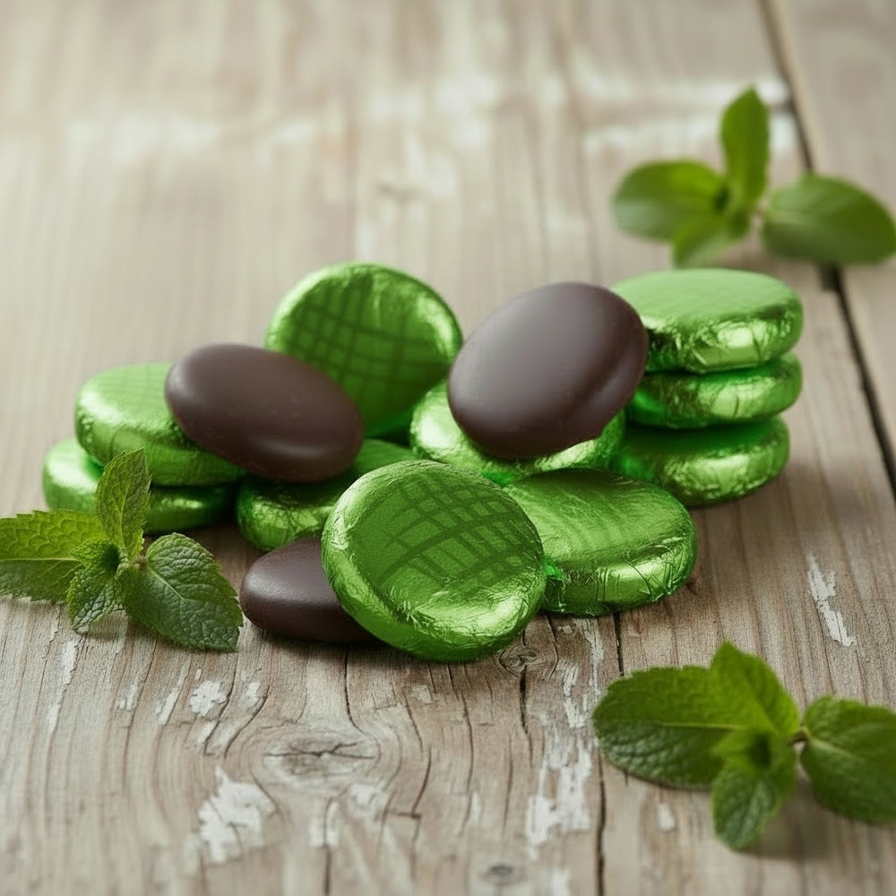 Dark Chocolate Foiled Mint Fondant Creams Tub (1kg)