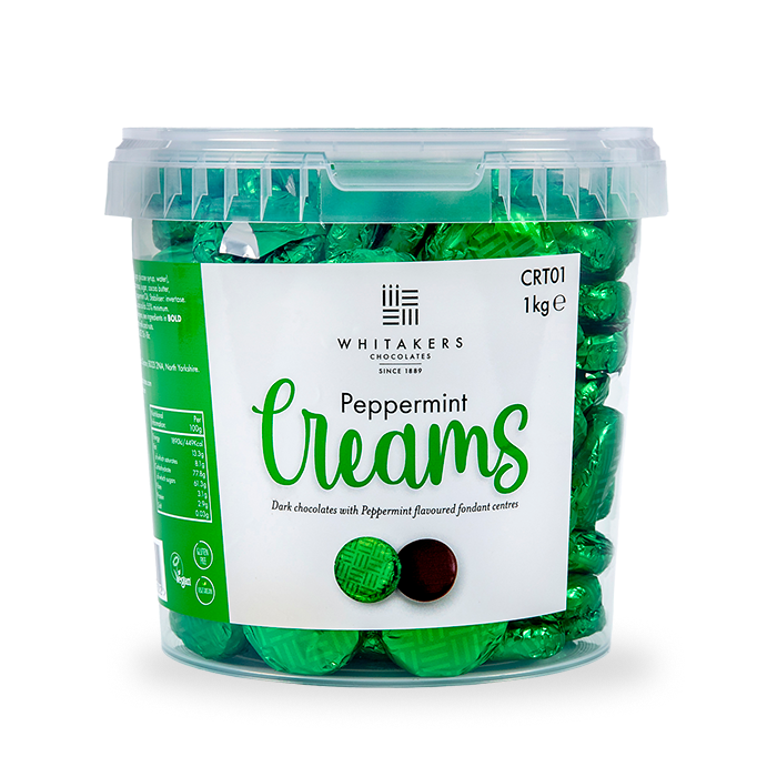 Dark Chocolate Foiled Mint Fondant Creams Tub (1kg)