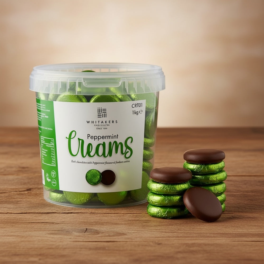 Dark Chocolate Foiled Mint Fondant Creams Tub (1kg)