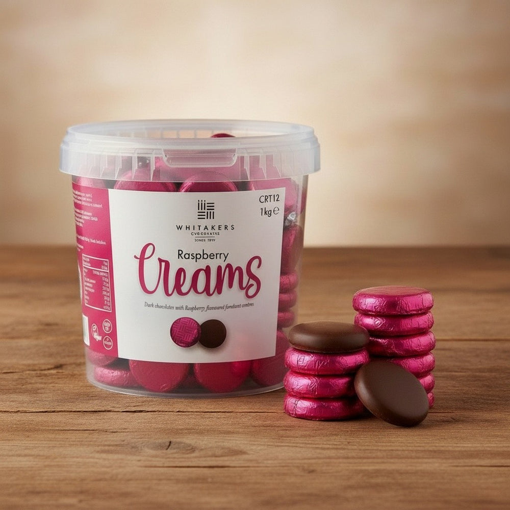 Dark Chocolate Foiled Raspberry Fondant Creams Tub (1kg)