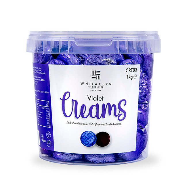 Dark Chocolate Foiled Violet Fondant Creams Tub (1kg)