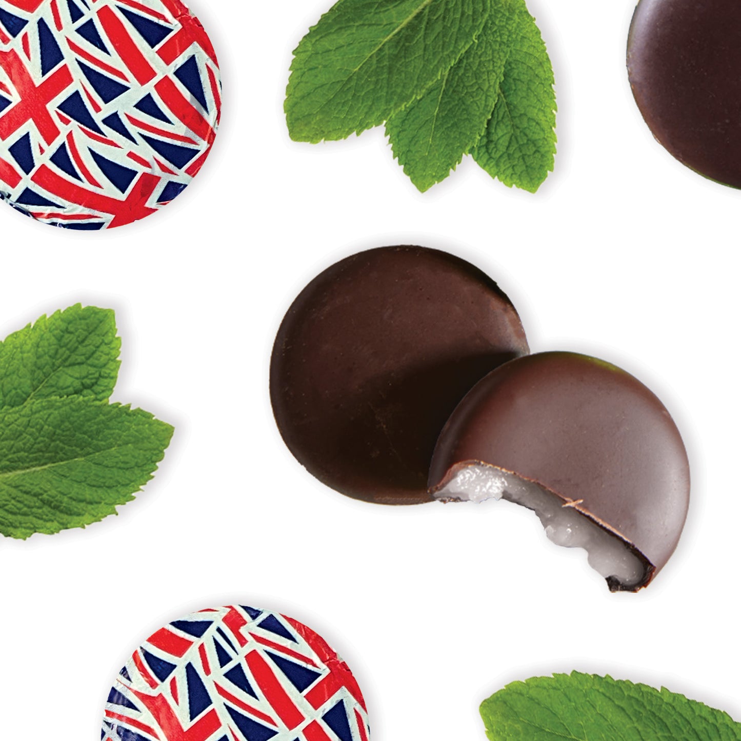 Dark Chocolate Union Jack Foiled Mint Fondant Creams (1kg)