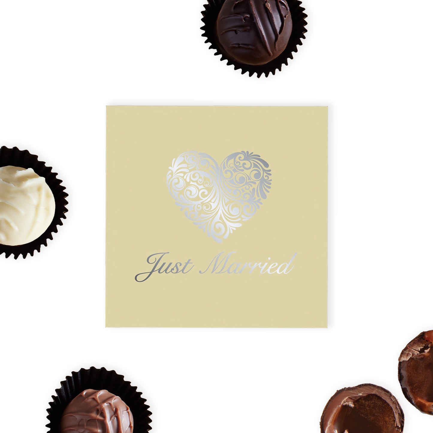 Just Married 4 Chocolate Truffle (silver) Gift Box (46g)