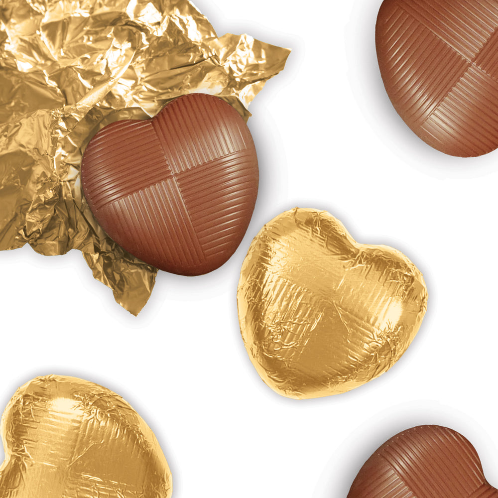 Milk Chocolate Gold Foiled Hearts Tub (1kg)
