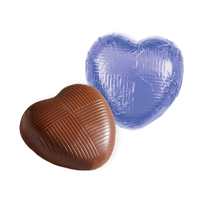 Milk Chocolate Lilac Foiled Hearts (1kg boxes)