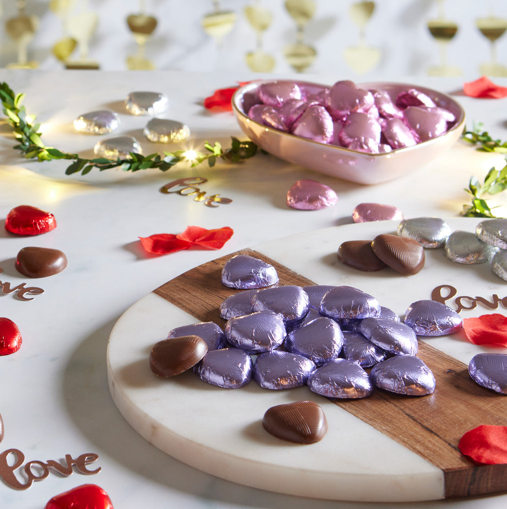 Milk Chocolate Pink Foiled Hearts (1kg boxes)