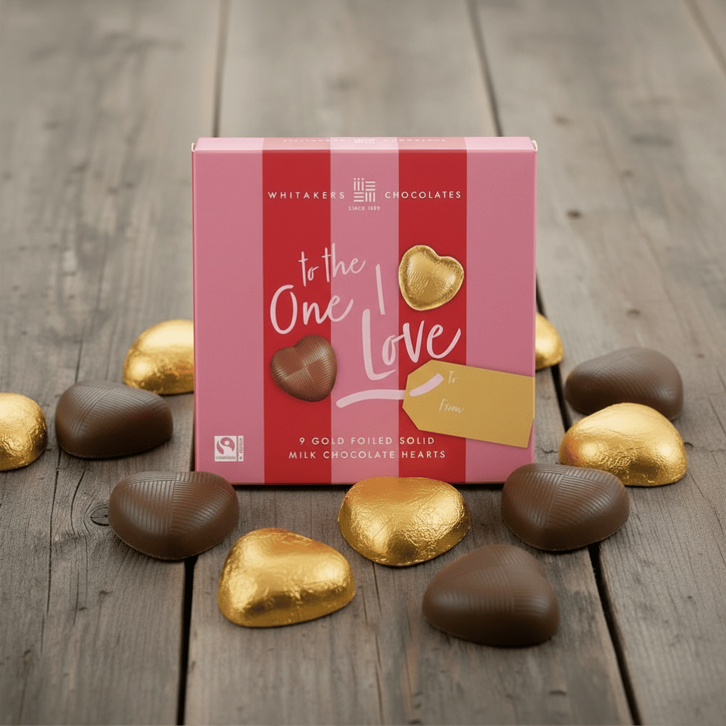 Milk chocolate 'To The One I Love' Gold Hearts Gift Box (55g)
